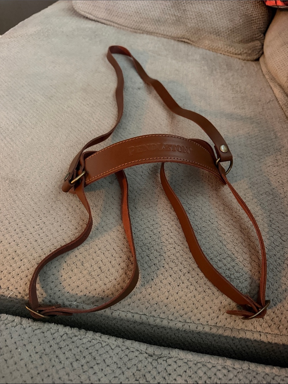 Pendleton Brown Leather blanket Harness with Embossed Logo